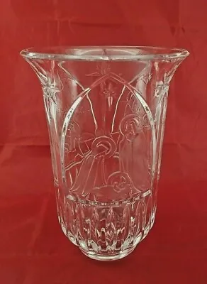 Buy Vtg Crystal Cut Glass Hurricane Shade Candle Holder With Birth Of Christ Design • 19.27£