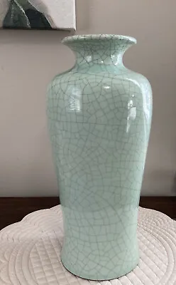 Buy Vintage Flavia Montelupo ITALY Crazed Design Vase Celadon Green • 53.04£