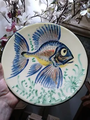 Buy Mid Century Vintage Studio Pottery Puigdemont Spanish Fish 28cm Plate C1960s • 45£