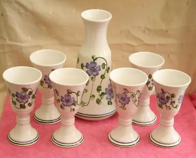 Buy Vintage The Monastery Rye, Cinque Ports Pottery, Wine / Water Carafe & 6 Goblets • 19.99£