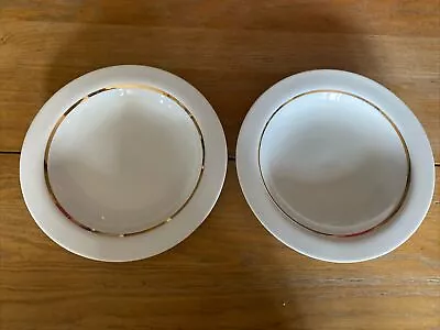 Buy 2 X Thomas Germany SOUP Plates 8..5” White With Gold Inner Band Rosenthal • 9£