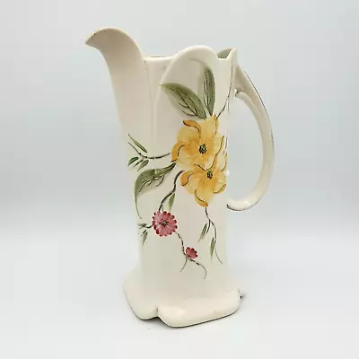 Buy E Radley Post 1940s Vase Jug Handle Art Deco Style Sponge Effect Floral Painted • 14.99£