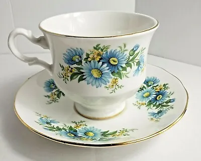 Buy Vintage Queen Anne Bone China Ridgway England Blue Floral Teacup Saucer #8542 • 18.87£
