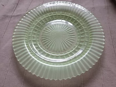 Buy Vintage Sowerby Green Frosted Glass Plate - Pressed Glass • 9.25£