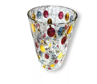 Buy Fenton Glass Sparkle Cranberry Vase 10.25 X 6.25 Heavy Purple Orange Blue Ovals • 41.58£