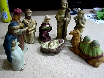 Buy Pottery Nativity Scene,good Condition,8 Piece, • 9.99£
