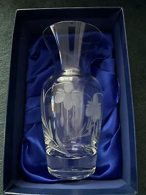 Buy Czech Crystal Glass Vase With Engraved Floral Pattern. • 20£