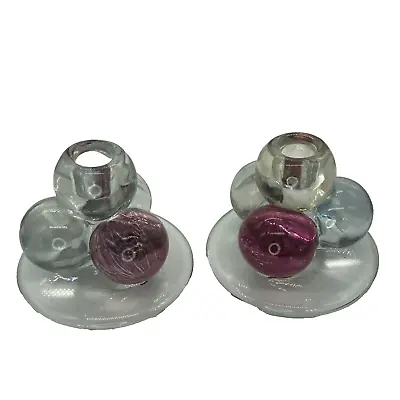 Buy Westmoreland Mid Century Modern Ruby Flash Glass Ball Base Candleholders Pair • 18.97£