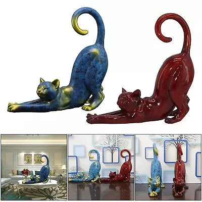 Buy Figurine Decoration Cat Stretch Figurine Home Decor • 21.35£
