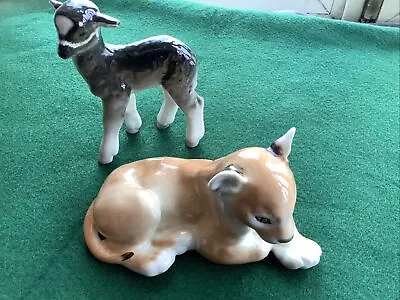 Buy Lomonosov USSR Porcelain Goat Kid And Lion Cub Figures (damaged) • 10£