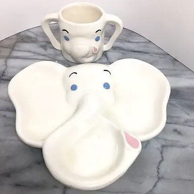Buy Holland Mold Elephant Divided Child Plate And Cup Set 1950s Hand Painted Ceramic • 20.21£