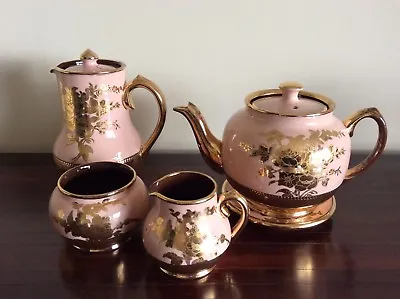 Buy Vintage Sadler Cream Gold Lustre Floral Teapot Complete Set  Made In England • 60£