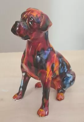 Buy Anita Harris Boxer Dog 5  Pottery Figurine Ceramic Red Orange Blue STUNNING • 65£