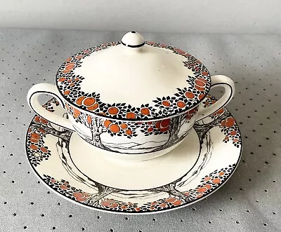 Buy Crown Ducal Orange Tree Very Rare And Small  Round Handles Consomme Set • 45£