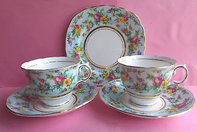 Buy 2 X Colclough Bone China Floral Tea Cups /Saucers And A Plate. • 18£