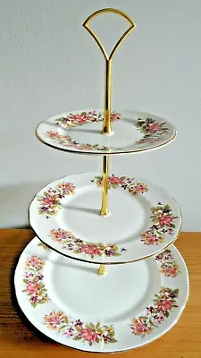 Buy Vintage 3 Tier Bone China Colclough Wayside Afternoon Tea Party Cakestand Flower • 26.50£