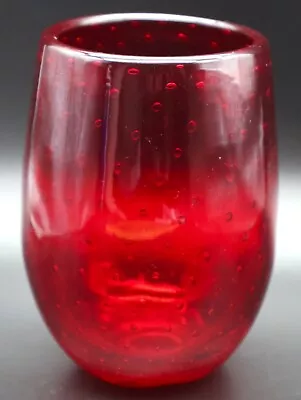 Buy Whitefriars 9354 Ruby Controlled Bubble Vase - Barrel Shape By William Wilson • 19.95£
