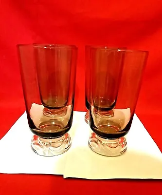 Buy Vintage Purple/Charcoal Tint Glassware Footed Goblet / Drinking Glass Set Of 4 • 18.24£