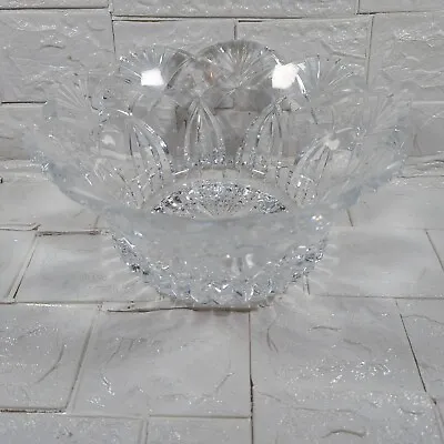 Buy Antique Edwardian Style Cut Glass Crystal Large Bowel Fruit Bowl,Table Decor VGC • 29.99£