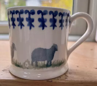 Buy Brixton Pottery Small Mug Sponge Painted Sheep Design 7cm High • 5£