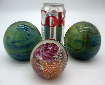 Buy 3 X VINTAGE MDINA GLASS HAND BLOWN PAPERWEIGHTS SIGNED • 20£