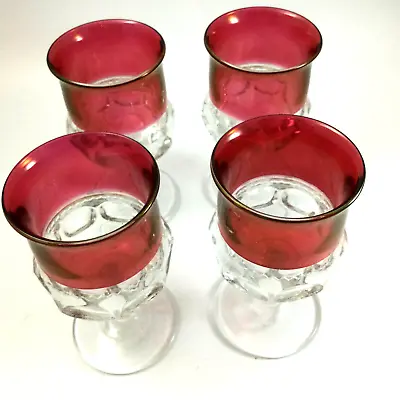 Buy King Crown Goblets Set Of 4 Ruby Thumb Print Glasses • 23.05£