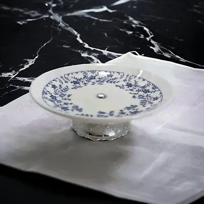 Buy Royal Vale Bone China England Vtg Blue Floral Footed Trinket Tidbit Dresser Dish • 7.57£