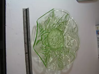Buy Vintage Green Glass Dish Embossed Rose Design • 9.99£