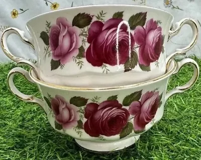 Buy 2x Queen Anne Margaret Rose Teacup Set Vintage Double Handle Made In England VGC • 14.99£