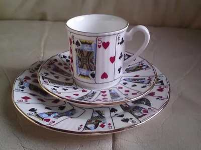 Buy  Queen's 'Cut For Coffee'  Fine Bone China. Coffee Can/Cup And Saucer & Plate, • 12.99£
