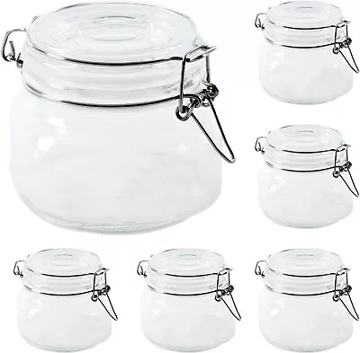 Buy 6 X 500ml CLIP TOP GLASS STORAGE JARS AIRTIGHT CONTAINERS VINTAGE KITCHEN MASON • 12.95£