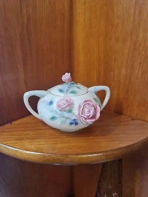 Buy Royal Doulton By Franz Porcelain Pink Rose Lidded Sugar Bowl Boxed  • 18£