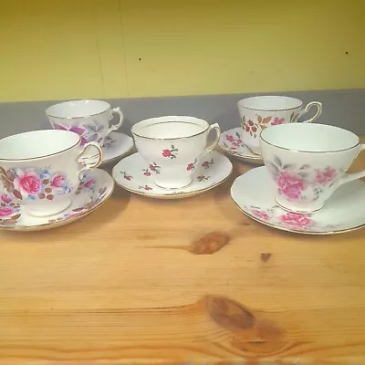 Buy Job Lot 5 Mixed Vintage Tea Cups With Matching Saucers Set 1.Tea Party, Weddings • 25£