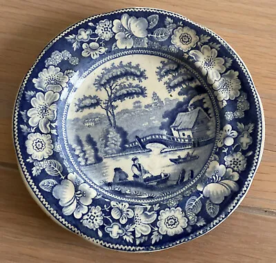 Buy ANTIQUE, STAFFORDSHIRE TRANSFERWARE, BLUE AND WHITE PLATE. 14cms • 10.99£