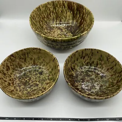Buy Morton Pottery Illinois  Sponge Splatter Nesting Bowl Set/3  Rare Brown Green • 247.91£