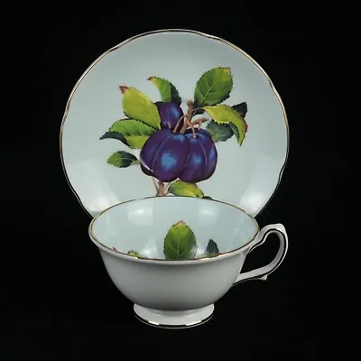 Buy ROYAL GRAFTON Fine English Bone China Teacup Saucer Set Plum Fruit Pattern 2145 • 18.92£