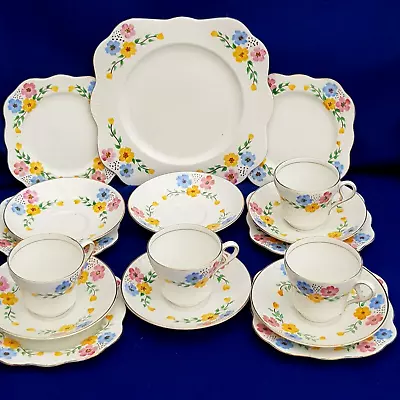 Buy Pretty 17 Piece Vintage Colclough Bone China Tea Set & Cake Plate • 25.99£