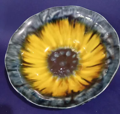 Buy Vintage Flow Glaze Serving Bowl With Daisy Design - Porthmadog, Cynru Pottery • 20£