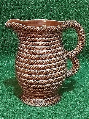 Buy Govancroft Glasgow Brown Glaze Coiled Rope Large Jug Vase Mid Century 20cm • 19.99£