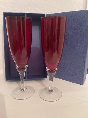 Buy 2 Vintage  Champagne Glasses Coupe  Ruby Red Bohemia  • 6.99£