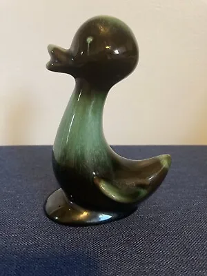 Buy Blue Mountain Pottery DUCK Figure Green Black Drip Glaze • 6£