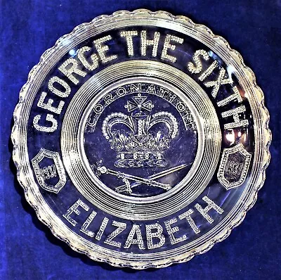 Buy George VI And Elizabeth 9 1/2  Clear Glass 1937 Coronation Plate • 36.94£