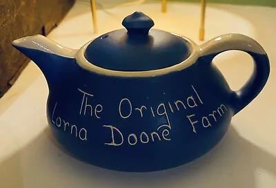 Buy Devonmoor Pottery ‘The Original Lorna Doone Farm’ Blue & White Teapot 19cm X 9cm • 5£