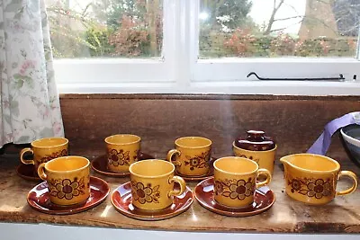 Buy Vintage ROYAL WORCESTER PALISSY SIERRA POTTERY TEA SET 6 CUPS SAUCERS JUG & POT • 16£