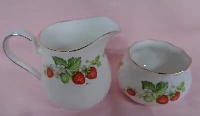 Buy Queens Rosina Bone China Virginia Strawberry Sugar Bowl &milk Jug Good Condition • 18£