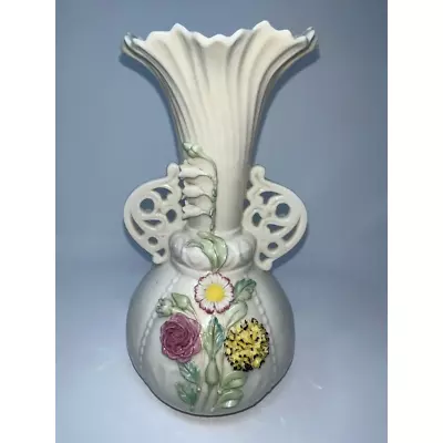 Buy Vintage Irish Belleek Princess Vase Floral Applique Golden Label Porcelain 9  • 76.71£
