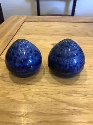 Buy Portmadog Wales Pottery Blue Glazed Sale & Pepper Pots 1960/70's Porthmadog GC • 10£