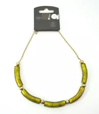 Buy Art Deco Green Crackle Effect Glass Bead Necklace • 3.99£