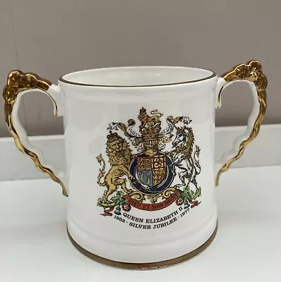 Buy Royal Stafford Fine Bone China Queen Elizabeth Silver Jubilee 1977 Loving Cup • 8£