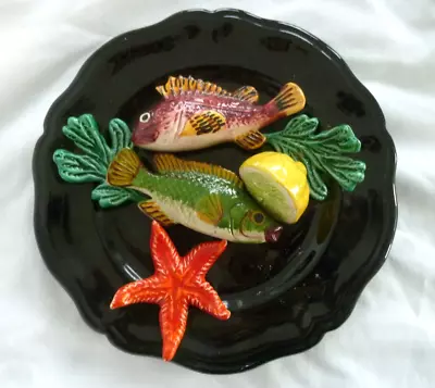 Buy Vintage VALLAURIS Pottery FISH  SEAWEED MAJOLICA PLATE PLATTER  9 Inch Excellent • 80£